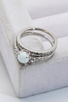 925 Sterling Silver Opal Split Shank Ring