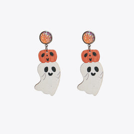 Ghost Shape Wooden Dangle Earrings