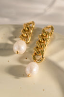 Stainless Steel Pearl Asymmetrical Earrings