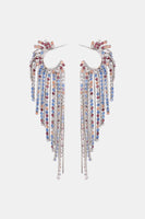 Fringed Rhinestone Zinc Alloy Dangle Earrings