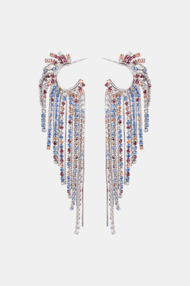 Fringed Rhinestone Zinc Alloy Dangle Earrings