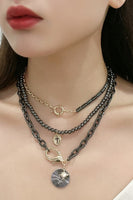 Snake and Cross Pendant Three-Piece Necklace Set