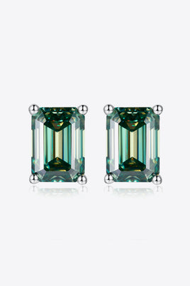 2 Carat Moissanite Stud Earrings in Green