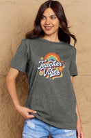 Simply Love Full Size TEACHER VIBES Graphic Cotton T-Shirt