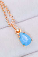 Teardrop Turquoise 4-Prong Pendant Necklace