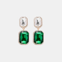 Geometrical Shape Glass Stone Dangle Earrings