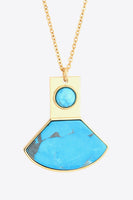 18K Gold Plated Turquoise Pendant Necklace