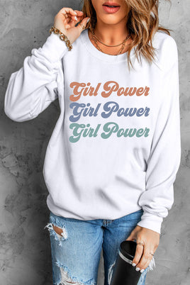 GIRL POWER Graphic Dropped Shoulder Sweatshirt