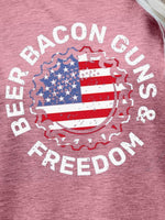 BEER BACON GUNS & FREEDOM US Flag Graphic Tee