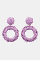 Round Shape Raffia Grass Dangle Earrings