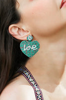 LOVE Beaded Heart Earrings