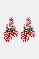 Leaf & Flower Shape Zinc Alloy Dangle Earrings