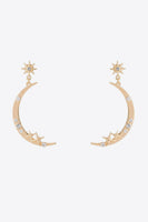 Zircon Star and Moon Alloy Earrings