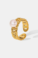 Pearl Stainless Steel Open Ring