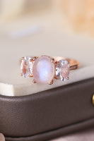 High Quality Natural Moonstone 925 Sterling Silver Three Stone Ring