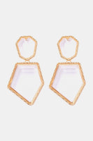 Geometrical Shape Zinc Alloy Frame Resin Dangle Earrings