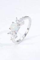 925 Sterling Silver Opal and Zircon Ring