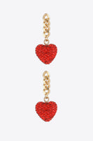 Rhinestone Heart Chain Drop Earrings