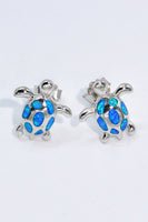 Opal Turtle Platinum-Plated Stud Earrings