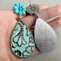 Turquoise Flower Teardrop Earrings