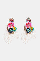 Leaf & Flower Shape Zinc Alloy Dangle Earrings