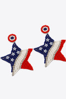 US Flag Beaded Star Earrings