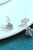 925 Sterling Silver Reindeer-Shaped Moissanite Earrings