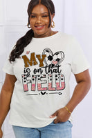 Simply Love Full Size MY HEART IS ON THAT FIELD Graphic Cotton Tee