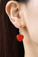 Rhinestone Heart Chain Drop Earrings