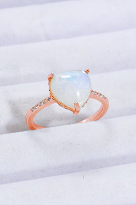 Heart-Shaped Natural Moonstone Ring