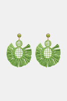 Raffia Grass Tassel Detail Dangle Earrings