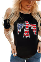 US Flag Bird Graphic Cold-Shoulder Tee