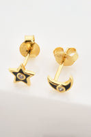 Star and Moon Zircon Mismatched Earrings