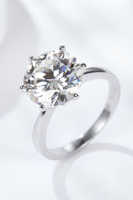 Platinum-Plated 5 Carat  Moissanite Solitaire Ring