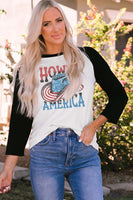 Raglan Sleeve Round Neck HOWDY AMERICA Graphic Tee