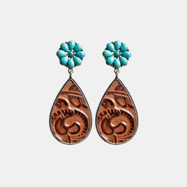 Turquoise Flower Teardrop Earrings