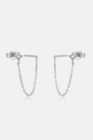 Inlaid Zircon Long Chain Stud Earrings