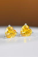 2 Carat Yellow Heart Moissanite Platinum-Plated Earrings