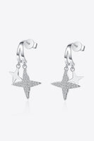 Moissanite Star Rhodium-Plated Drop Earrings