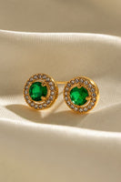 Inlaid Zircon Stainless Steel Stud Earrings