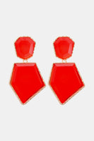 Geometrical Shape Zinc Alloy Frame Resin Dangle Earrings