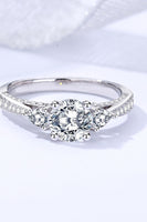 1 Carat Moissanite 4-Prong Side Stone Ring