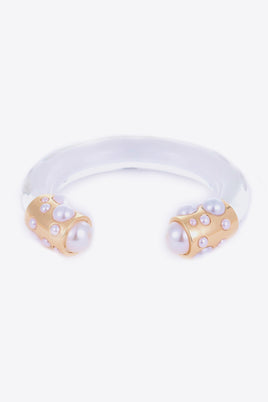 Inlaid Pearl Open Bracelet