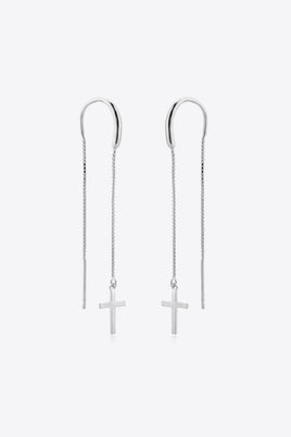 925 Sterling Silver Cross Threader Earrings