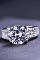 Platinum-Plated 5 Carat Moissanite Side Stone Ring