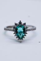 Paraiba Blue Zircon Pear Shape Ring