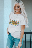 Letter Sunflower Graphic Distressed Tee