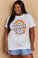 Simply Love Full Size TEACHER VIBES Graphic Cotton T-Shirt