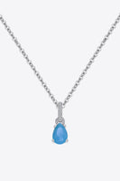 Teardrop Turquoise 4-Prong Pendant Necklace