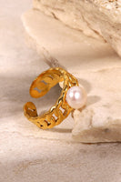 Pearl Stainless Steel Open Ring